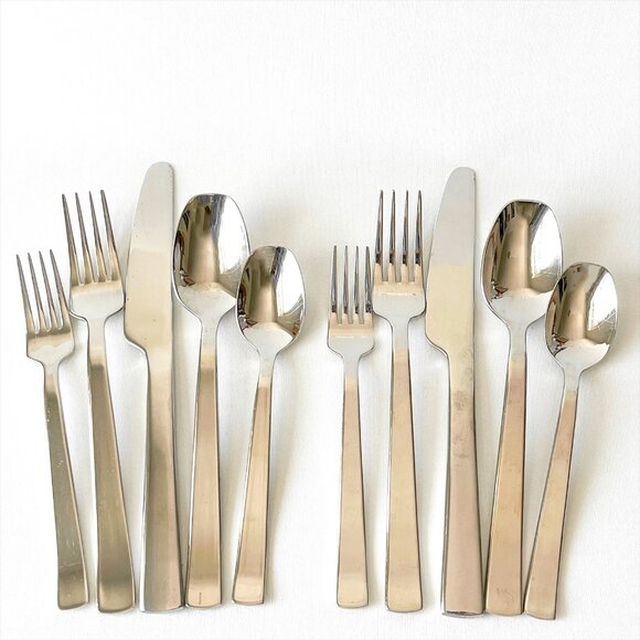 Gourmet Settings GS Cami 10pc Set Glossy Forks Knives Spoons Flatware 5pc x2 - Picture 1 of 7